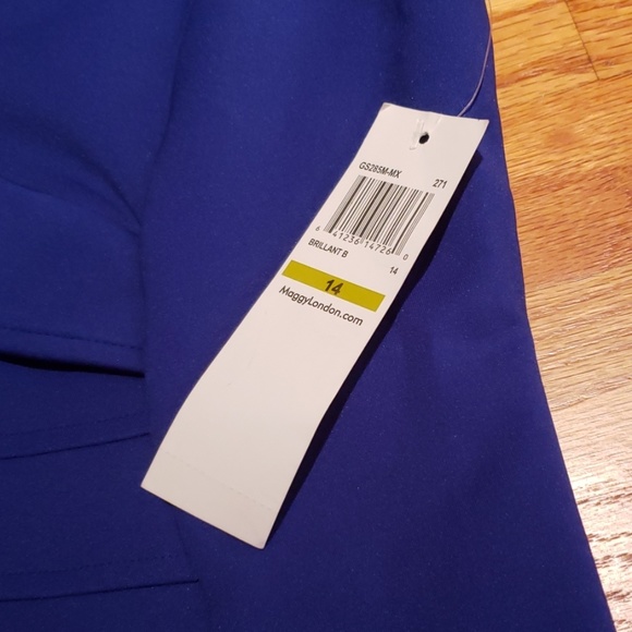 NWOT-Maggy London Ruched Dress w/Faux Wrap Bottom - Picture 2 of 9